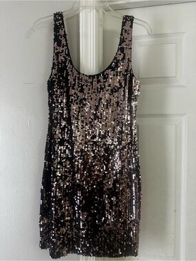 AUW Sequin Mini Dress in Rose Gold and Black